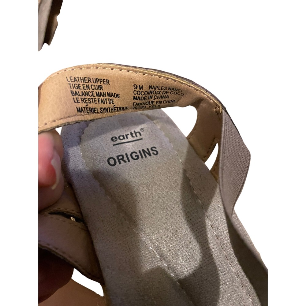 Earth Origins Naples Nanci Taupe Leather Espadrille Wedge Sandals Womens 9M - Picture 6 of 6